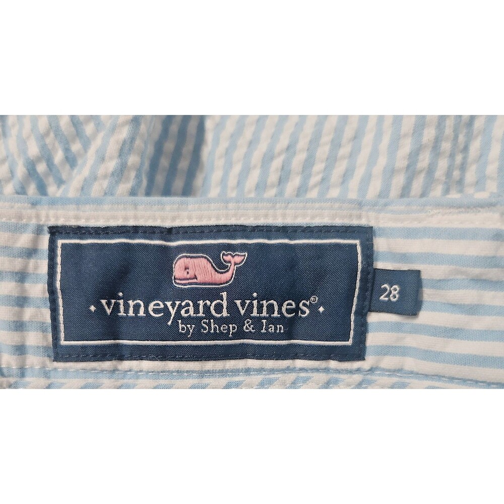 Vineyard Vines Boys Size 12 Breaker Shorts Seersucker Blue White Striped Cotton - Picture 6 of 6